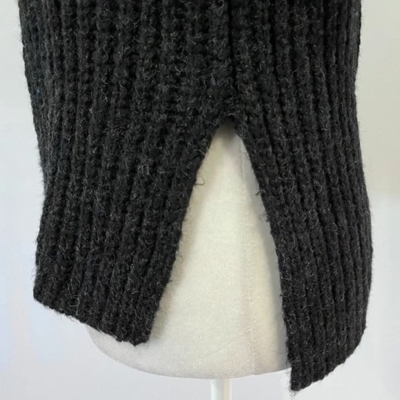 New Leith Chunky Knit Mock Neck Side Slit Sweater Black Multi Size XXS - Picture 10 of 16